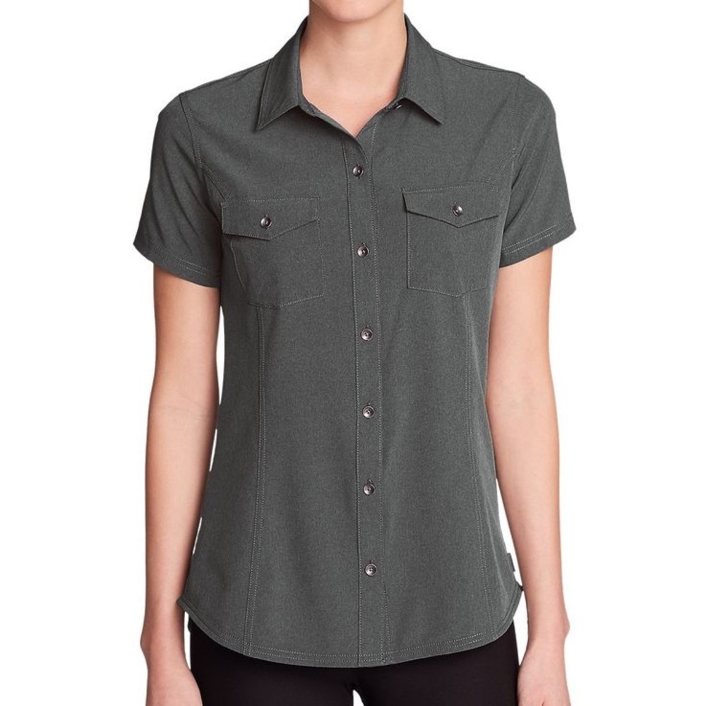 Eddie Bauer Womens Departure UPF 50+ Sweat Wicking Button Down Shirt Top XL